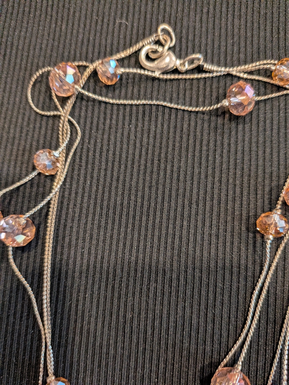 B#4:Elegant Pink Crystal Multi-Strand Necklace 18" - Women Jewelry